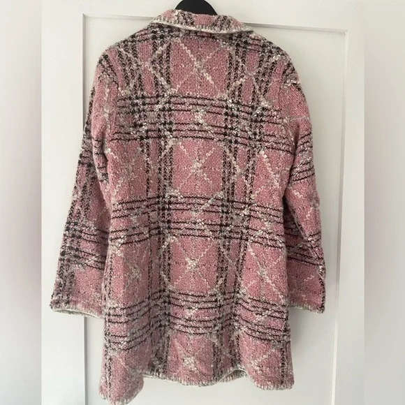 Sigrid Olsen Pink and Black Plaid Boucle Jacket/Coat - Picture 2 of 8